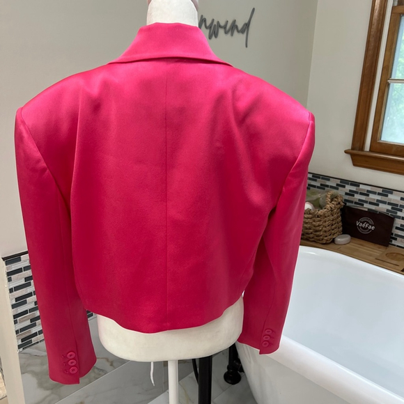 Alice + Olivia Pink Cropped Blazer Structured Suit Jacket - Picture 12 of 15